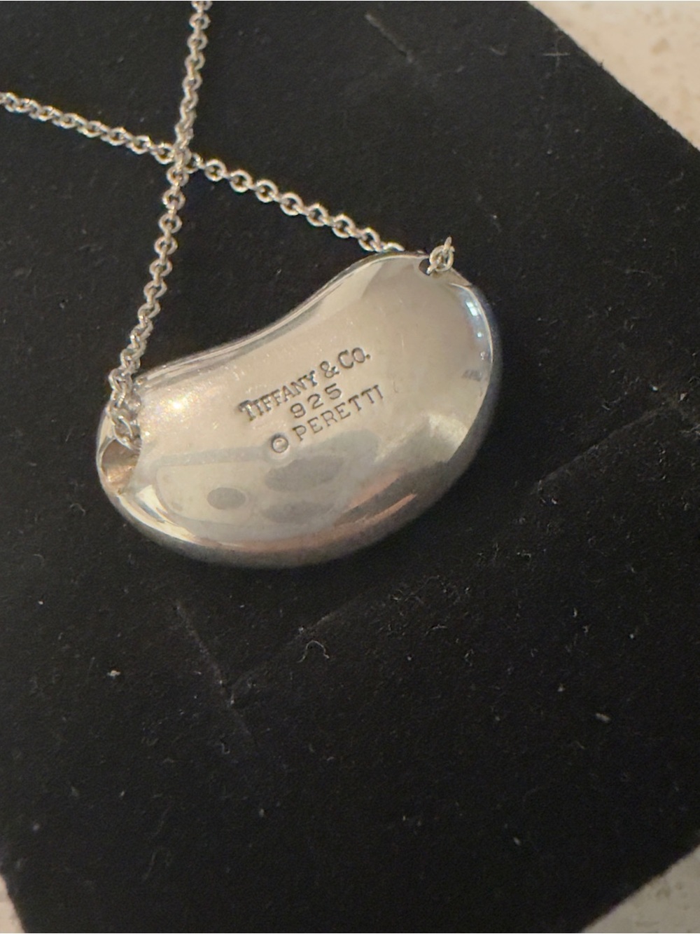 Tiffany & Co Sterling Silver LARGE Elsa Peretti Bean Pendant Necklace